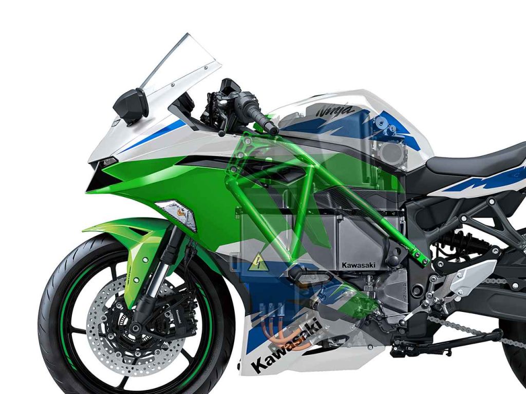 เรนเดอร์แรกอย่างไม่เป็นทางการของ 2023 Kawasaki Ninja E-1